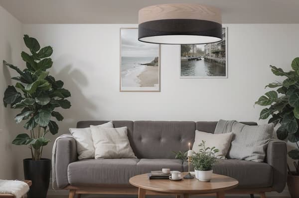 TAKLAMPA TRÄPLEXI SVART 50CM KLASSISK EK
