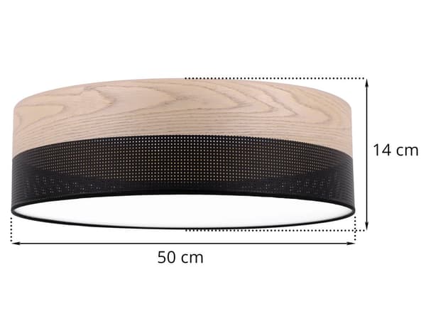 TAKLAMPA TRÄPLEXI SVART 50CM KLASSISK EK