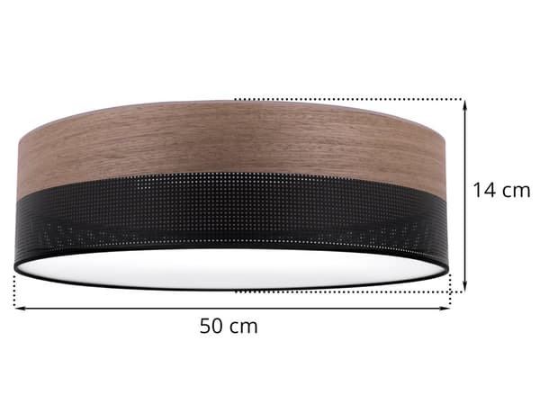 TRÄPLEXI TAKLAMPA SVART 50CM VALNÖT