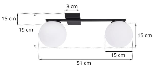 TAKLAMPA ALTA VIT 2-GLÖDA E14
