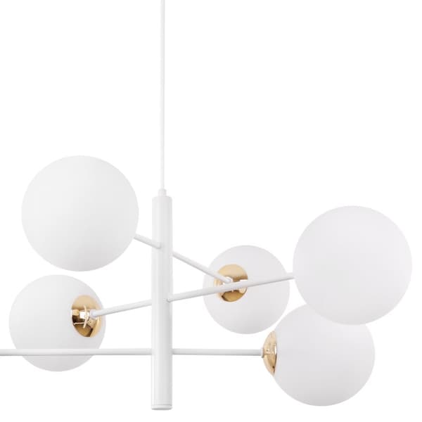 VICENZA HÄNGLAMPA VIT-GULD 6-FLAT VIT LAMPSKÄRM E14