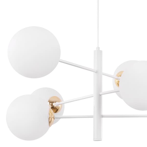 VICENZA HÄNGLAMPA VIT-GULD 6-FLAT VIT LAMPSKÄRM E14