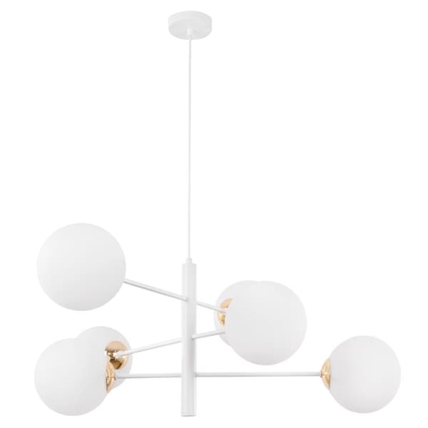 VICENZA HÄNGLAMPA VIT-GULD 6-FLAT VIT LAMPSKÄRM E14