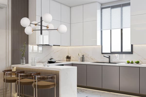 VICENZA SVART OCH GULD HÄNGLAMPA 6-FLAT VIT LAMPSKÄRM E14