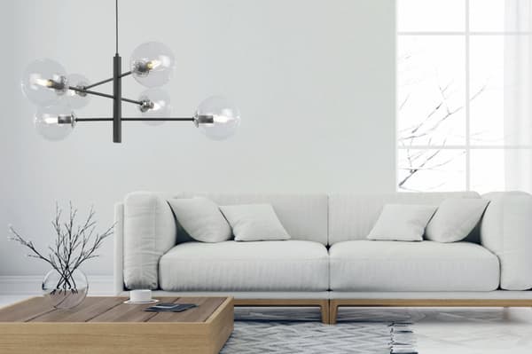 VICENZA HÆNGELAMPE SORT KROM 6-FLAD KLAR LAMPE E14