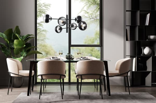 TOLEDO SVART HÄNGLAMPA 6-FLAT SVART LAMPSKÄRM E14