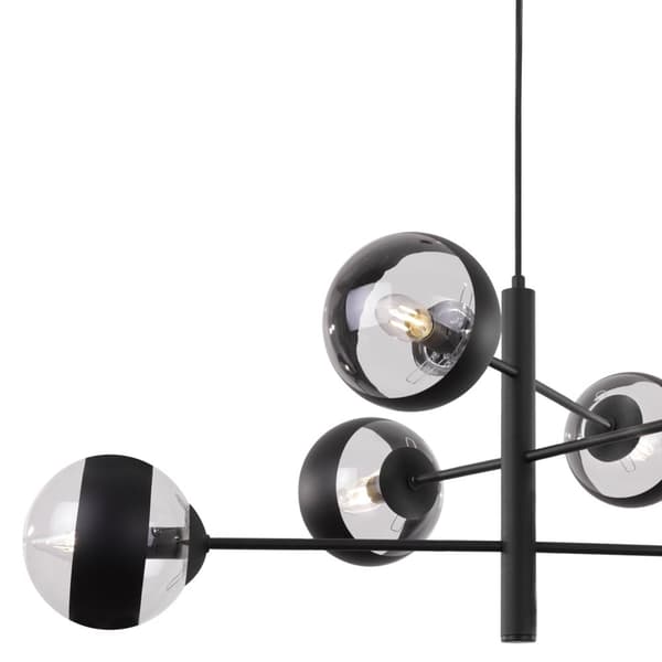 TOLEDO SVART HÄNGLAMPA 6-FLAT SVART LAMPSKÄRM E14