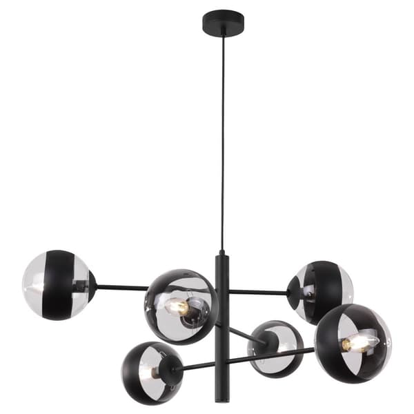 TOLEDO SVART HÄNGLAMPA 6-FLAT SVART LAMPSKÄRM E14