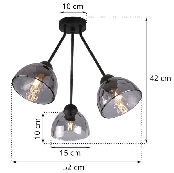 VENEDIG TRIO TAKLAMPA GRAFIT LAMPSKÄRMAR E27