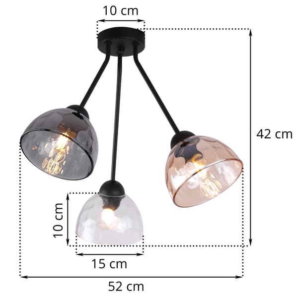 VENEDIG TRIO LOFTSLAMPE BLANDET LAMPESKÆRM E27