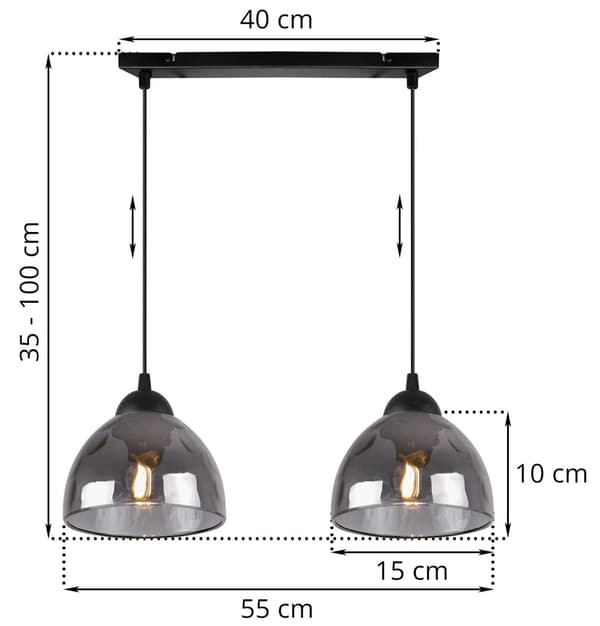 VENETSIAN RIIPPUVALAISIN 2-TAATTAINEN GRAFIITTIVALAISINVARJAT E27