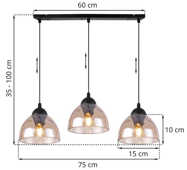 VENEDIG HÄNGLAMPA 3-FL HONING LAMPSKYDD E27