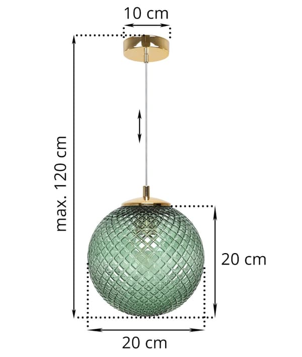 HÆNGELAMPE CANNES 1-PLADE GRØN LAMPESKÆRM 20CM E27