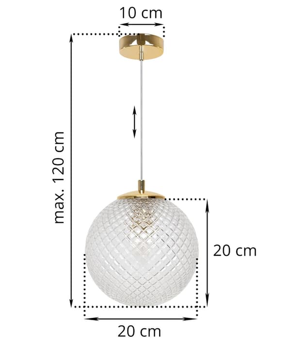 HÄNGLAMPA CANNES 1-PLATS KLAR LAMPSKÄRM 20CM E27