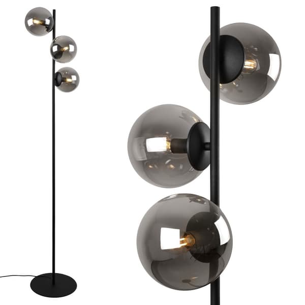 SIENA SVART GOLVLAMPA, 3-PLATS, GRAFITLAMPA