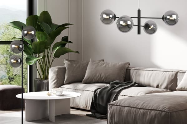 SIENA SORT-KROM GULVLAMPE 3-PLADE GRAFITLAMPE