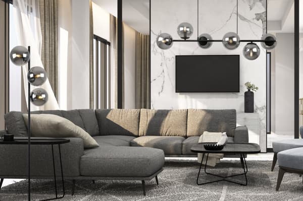 SIENA SORT-KROM GULVLAMPE 3-PLADE GRAFITLAMPE