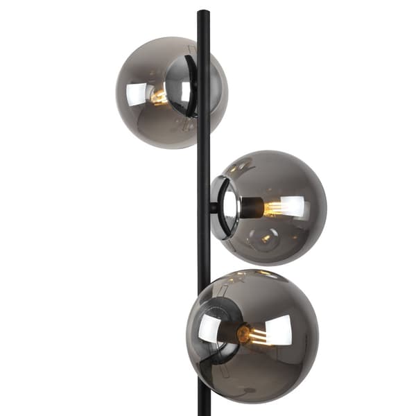 SIENA SORT-KROM GULVLAMPE 3-PLADE GRAFITLAMPE