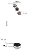 Miniatyrbillede 6 af 8: SIENA SORT-KROM GULVLAMPE 3-PLADE GRAFITLAMPE