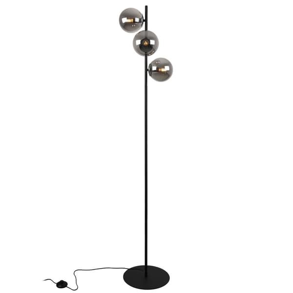 SIENA SORT-KROM GULVLAMPE 3-PLADE GRAFITLAMPE