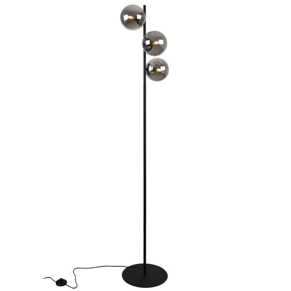 SIENA SORT-KROM GULVLAMPE 3-PLADE GRAFITLAMPE