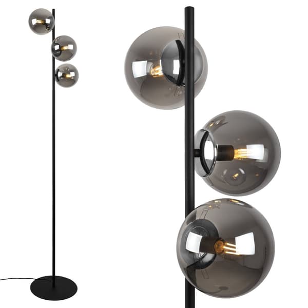 SIENA SORT-KROM GULVLAMPE 3-PLADE GRAFITLAMPE
