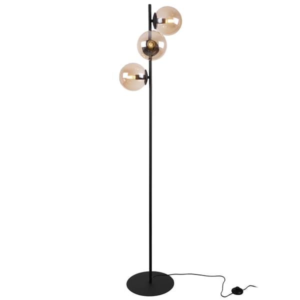 SIENA SVART GOLVLAMPA, 3-PLATTER, HONIG LAMPSKÄRM