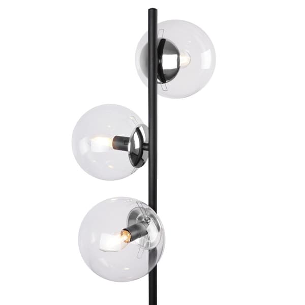 SIENA SVART-KROM GOLVLAMPA, 3-PLATS, KLARA SKÄRMOR