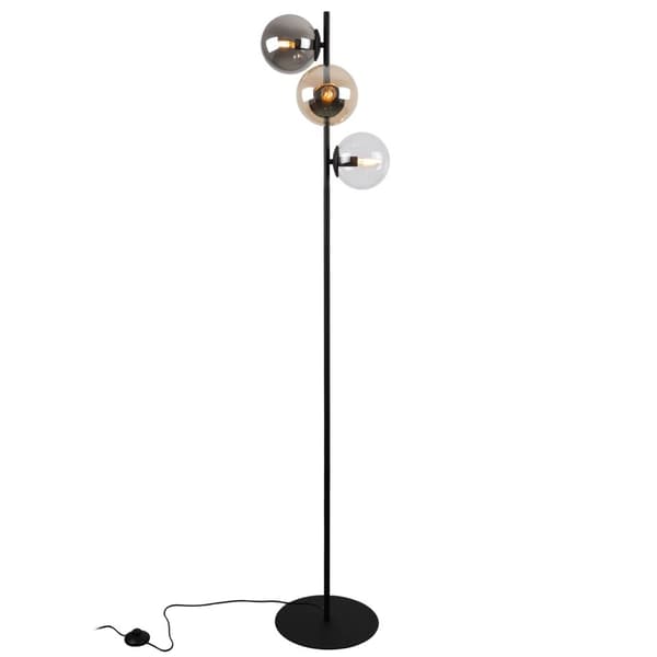 SIENA SVART GOLVLAMPA, 3-PLATS, BLANDAD LAMPSKÄRM