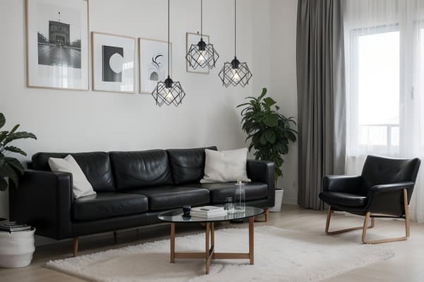 HÄNGLAMPA STELLA 3-FLAT SVART LAMPSKÄRM E27