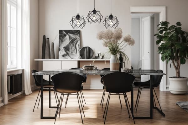 HÄNGLAMPA STELLA 3-FLAT SVART LAMPSKÄRM E27