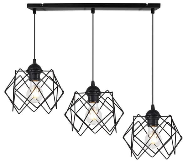 HÄNGLAMPA STELLA 3-FLAT SVART LAMPSKÄRM E27