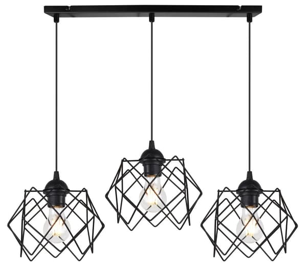 HÄNGLAMPA STELLA 3-FLAT SVART LAMPSKÄRM E27