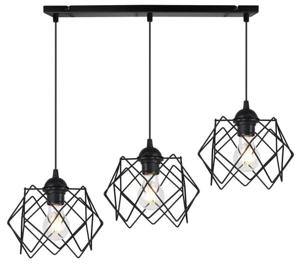 HÄNGLAMPA STELLA 3-FLAT SVART LAMPSKÄRM E27