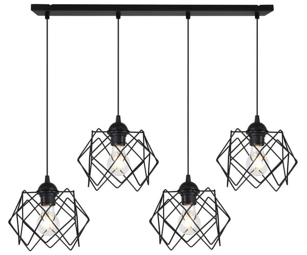 HÄNGLAMPA STELLA 4-FLAT SVART LAMPSKÄRM E27
