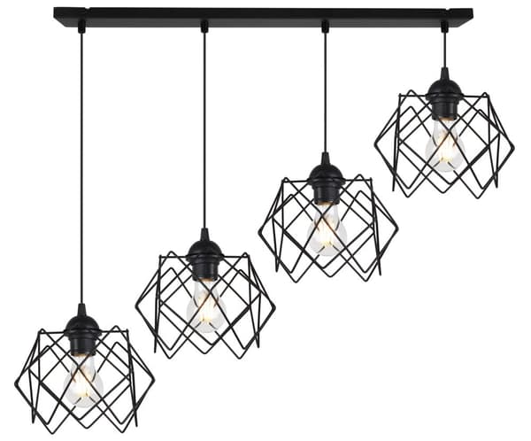 HÄNGLAMPA STELLA 4-FLAT SVART LAMPSKÄRM E27
