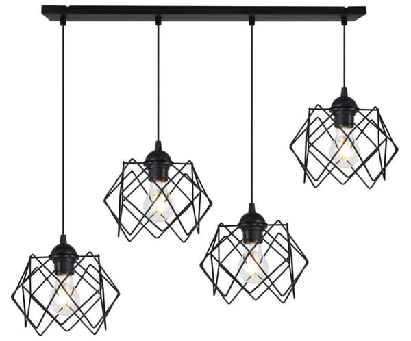 HÄNGLAMPA STELLA 4-FLAT SVART LAMPSKÄRM E27
