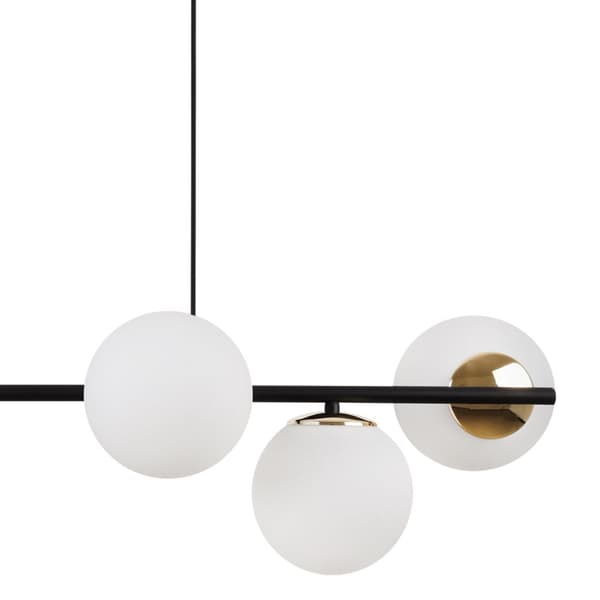 HÄNGLAMPA SIENA SVART OCH GULD 6-FLAT VIT LAMPSKÄRM E14