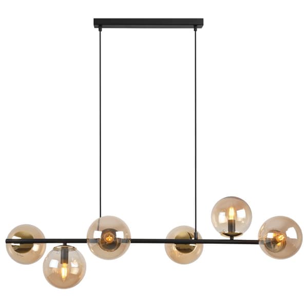 HÄNGLAMPA SIENA SVART OCH GULD 6-PLATS HONIG LAMPSKÄRM E14