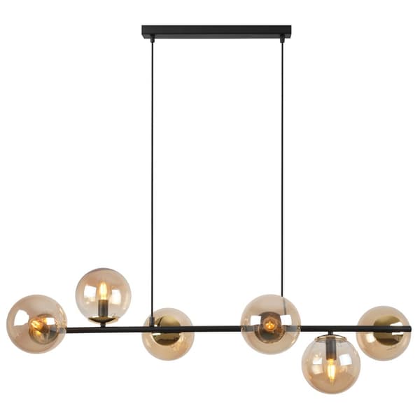 HÄNGLAMPA SIENA SVART OCH GULD 6-PLATS HONIG LAMPSKÄRM E14