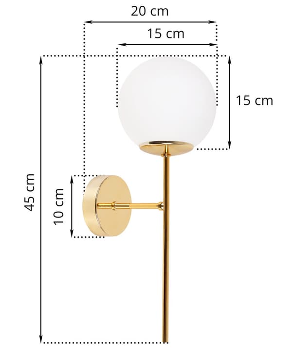 SIENA GULD VÄGGLAMPA 1-PLA VIT LAMPSKÄRM E14