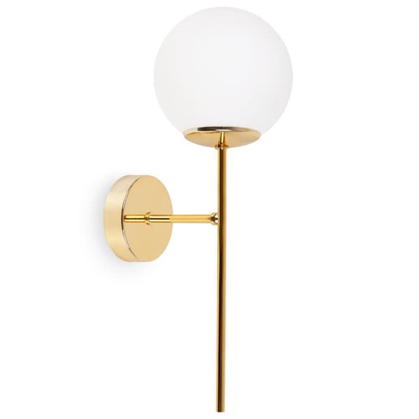 SIENA GULD VÄGGLAMPA 1-PLA VIT LAMPSKÄRM E14
