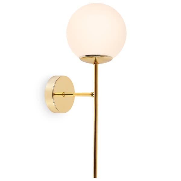SIENA GULD VÄGGLAMPA 1-PLA VIT LAMPSKÄRM E14