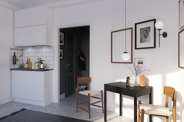 SIENA SVART VÄGGLAMPA 1-PLA VIT LAMPSKÄRM E14