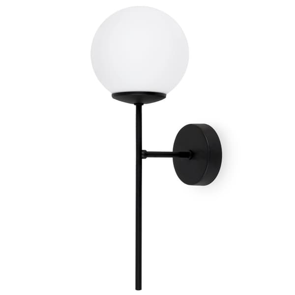 SIENA SVART VÄGGLAMPA 1-PLA VIT LAMPSKÄRM E14