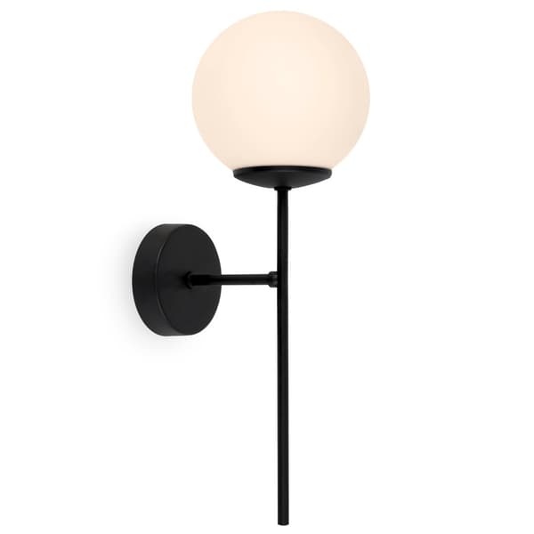 SIENA SVART VÄGGLAMPA 1-PLA VIT LAMPSKÄRM E14