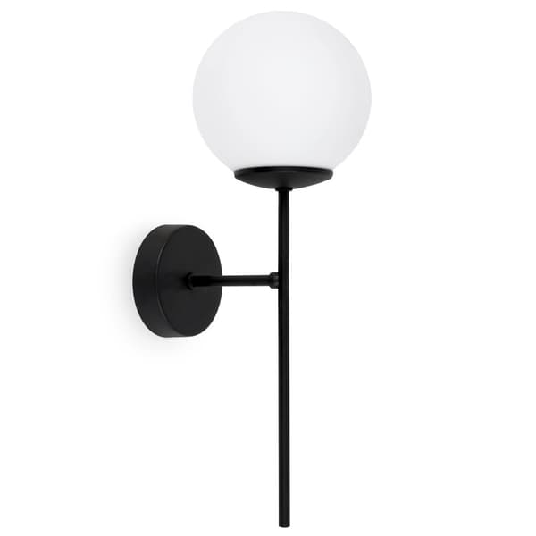 SIENA SVART VÄGGLAMPA 1-PLA VIT LAMPSKÄRM E14