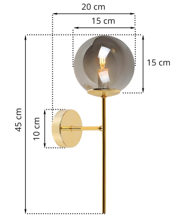 SIENA GULD VÄGGLAMPA 1-PLATINUM GRAFITLAMPA E14