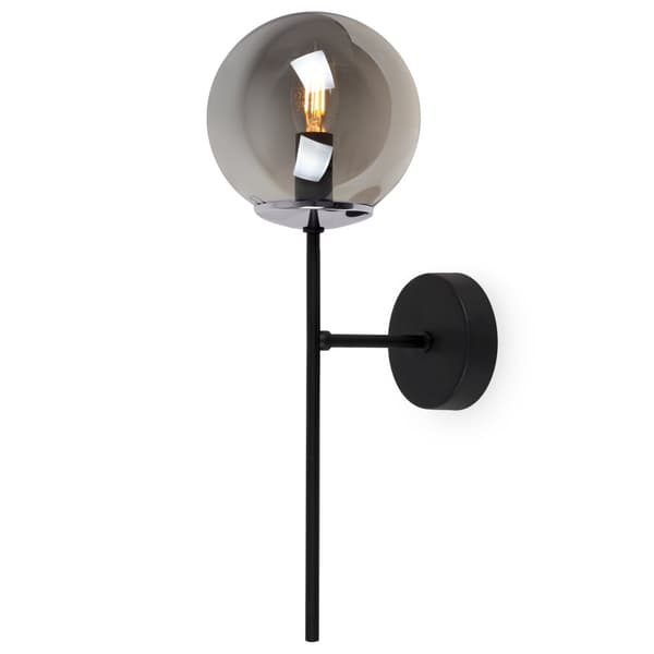 SIENA SVART KROM VÄGGLAMPA 1-PLATS GRAFITLAMPA E14
