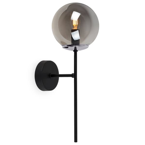 SIENA SVART KROM VÄGGLAMPA 1-PLATS GRAFITLAMPA E14